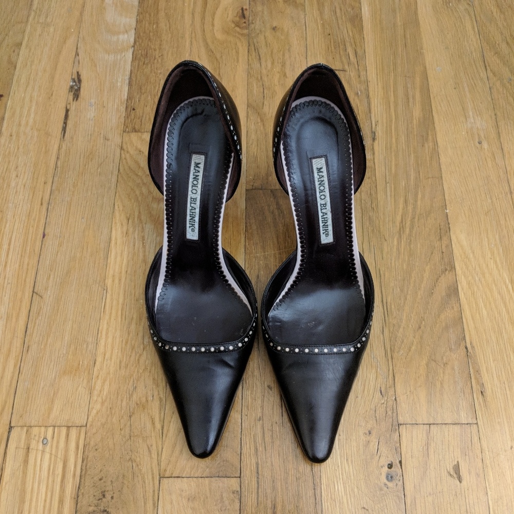 Manolo Blahnik Leather d'Orsay Heels - size 38.5